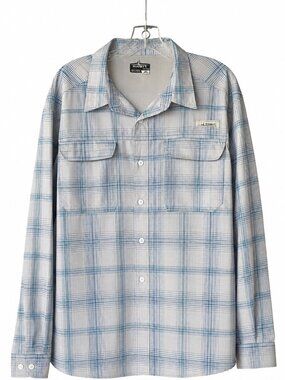Habit Shirt 2XL Mens Casual Plaid Button Down Blue White Lightweight Long Sleeve